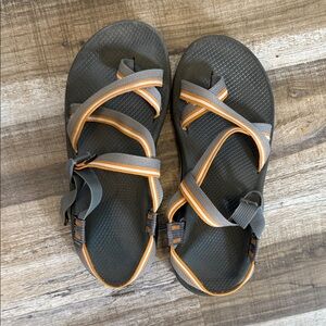Chacos Gray and Orange Strappy Sandals